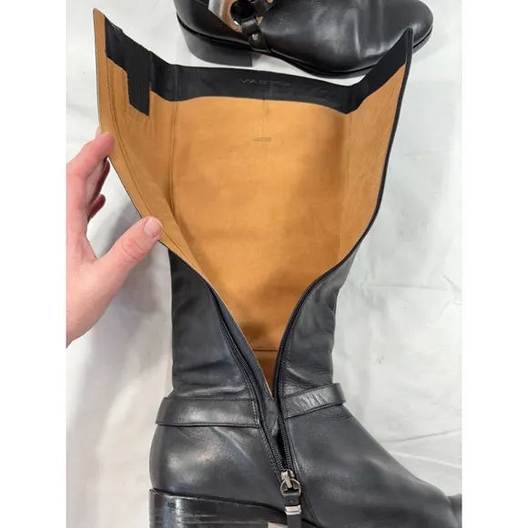 Via Spiga Kacey Black Leather Riding Boots size 9