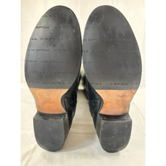 Via Spiga Kacey Black Leather Riding Boots size 9