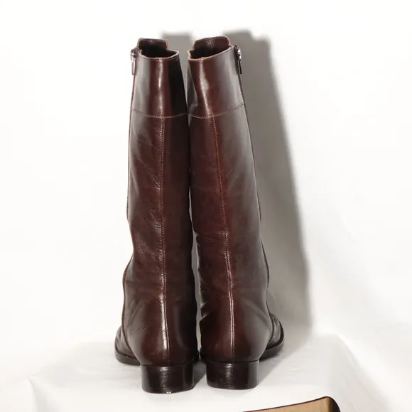 Via Spiga Lace Up Boots Brown Leather 7.5 Italy 56