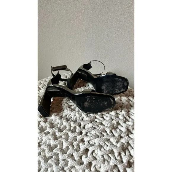 Via Spiga Silver Ankle Strap Sandals Size 8