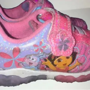 Vibrant Pink and Purple Dora th Explorer Sneakers Size 10c with Velcro Closure
