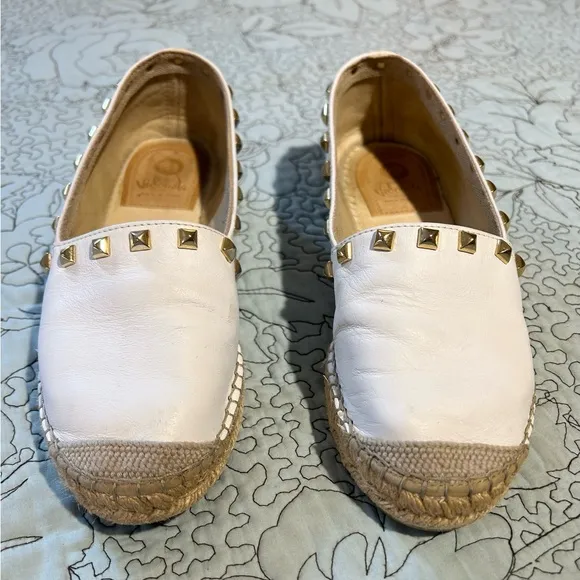 VIDORRETA Made in Spain White Stud Leather Espadrilles Flats Women’s 37/US 6.5
