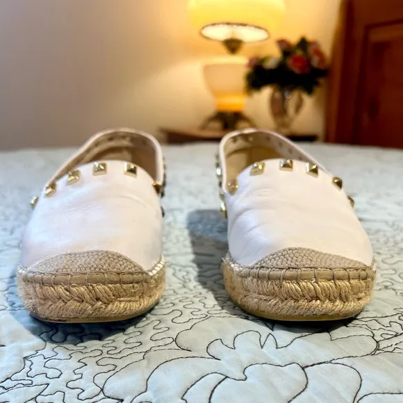 VIDORRETA Made in Spain White Stud Leather Espadrilles Flats Women’s 37/US 6.5