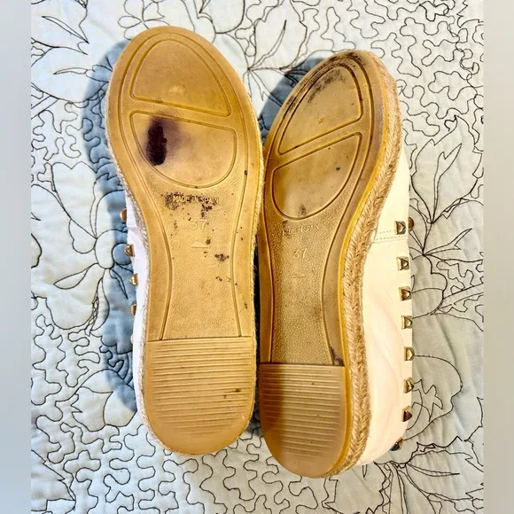 VIDORRETA Made in Spain White Stud Leather Espadrilles Flats Women’s 37/US 6.5