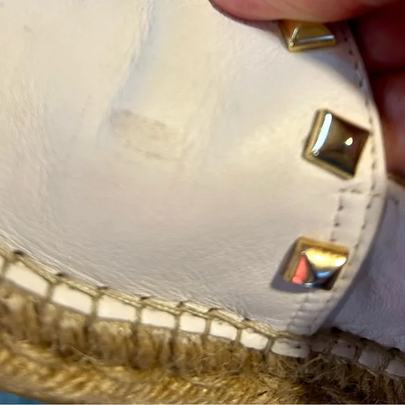 VIDORRETA Made in Spain White Stud Leather Espadrilles Flats Women’s 37/US 6.5