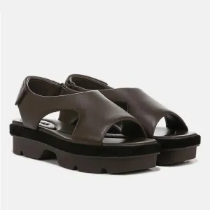Vince Bilbao Square Toe Leather Grip Platform Sandals in Clove Brown 7