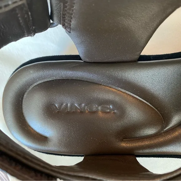 Vince Bilbao Square Toe Leather Grip Platform Sandals in Clove Brown 7