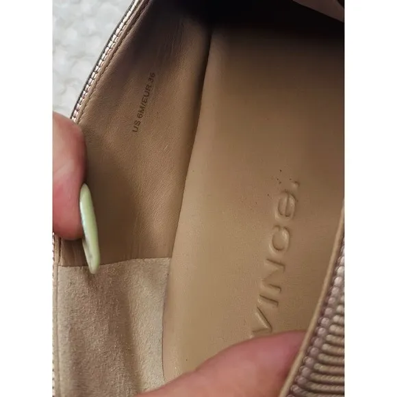 VINCE. Blair Slip On Sneakers Perforated LEATHER Champagne Gold Metallic Size 6M