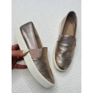VINCE. Blair Slip On Sneakers Perforated LEATHER Champagne Gold Metallic Size 6M