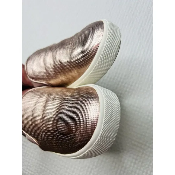 VINCE. Blair Slip On Sneakers Perforated LEATHER Champagne Gold Metallic Size 6M