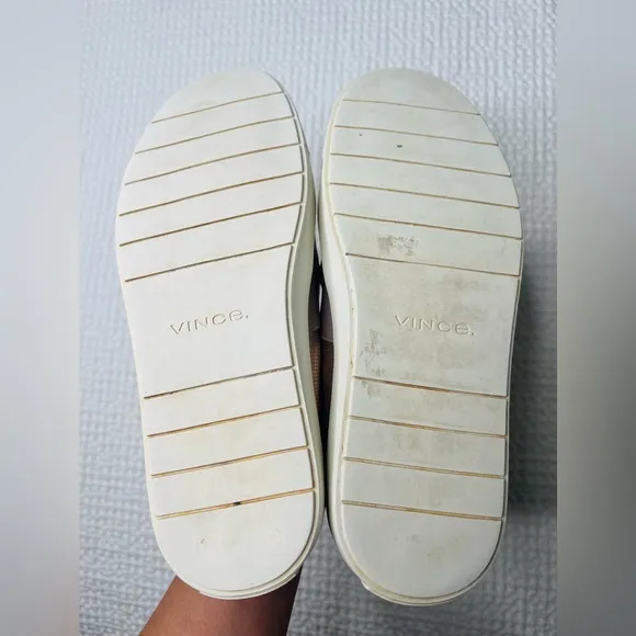 VINCE. Blair Slip On Sneakers Perforated LEATHER Champagne Gold Metallic Size 6M