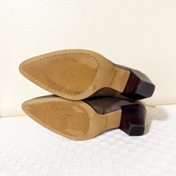 Vince Camino Sensenny Slouchy Cone Stacked Heel Suede Boots in Sable Size 8.5
