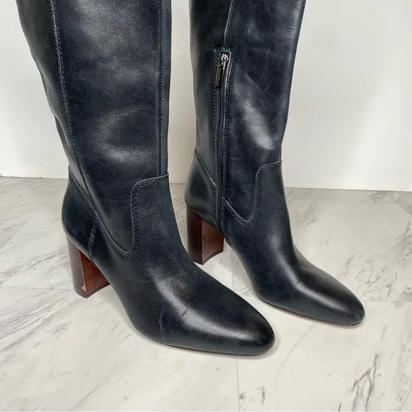 Vince Camuto Caseyl Black Leather Heeled Tall Boot 7M