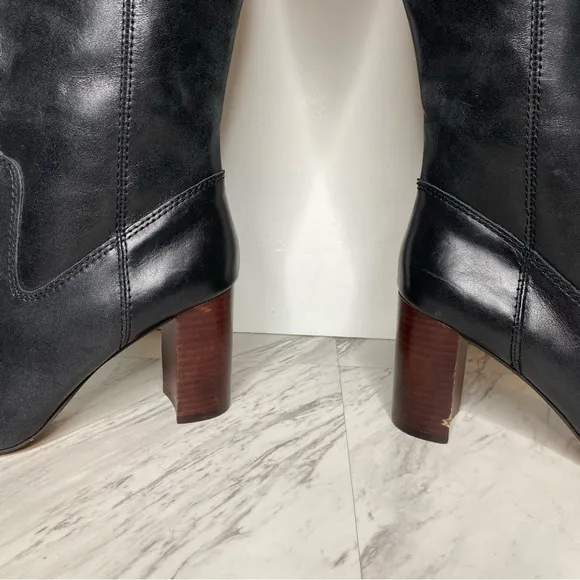 Vince Camuto Caseyl Black Leather Heeled Tall Boot 7M