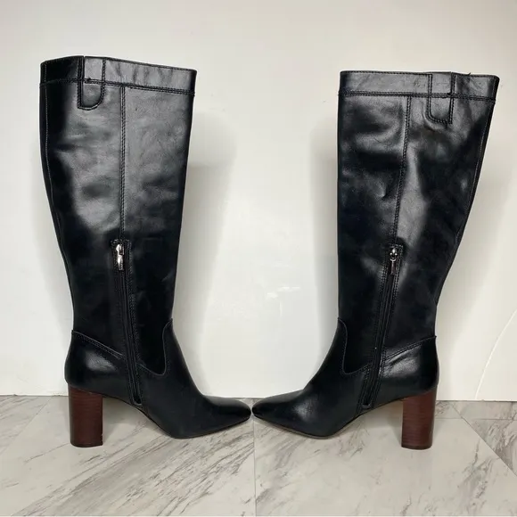 Vince Camuto Caseyl Black Leather Heeled Tall Boot 7M