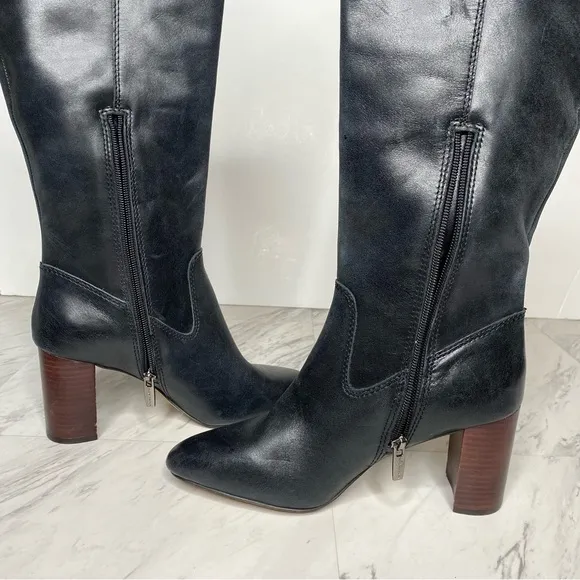 Vince Camuto Caseyl Black Leather Heeled Tall Boot 7M