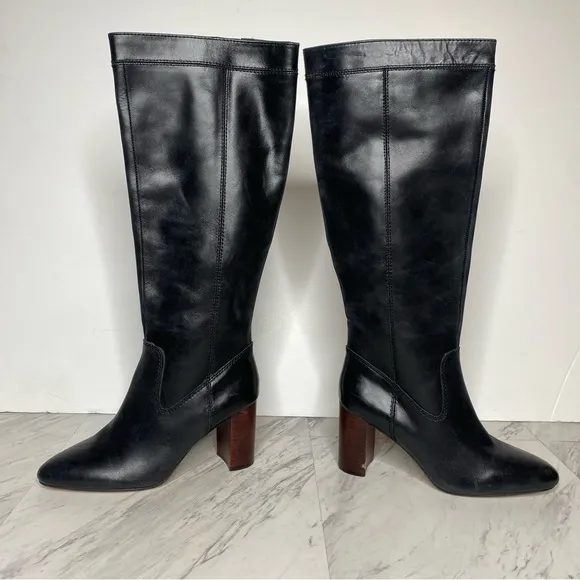 Vince Camuto Caseyl Black Leather Heeled Tall Boot 7M