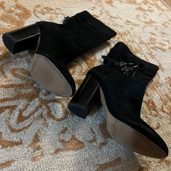 Vince Camuto Fermel Slouch Tassel Black Boot Sz 7.5M Like NEW!