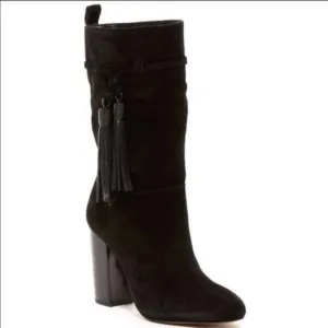 Vince Camuto Fermel Slouch Tassel Black Boot Sz 7.5M Like NEW!