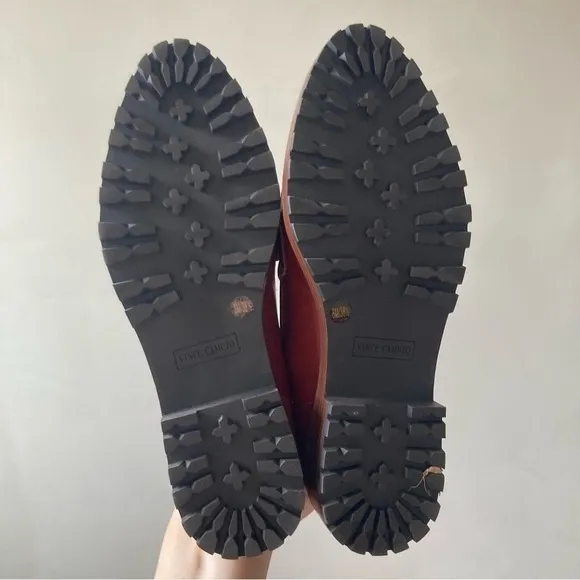 Vince Camuto | Golinda Oxblood Leather Studded Lug Sole Loafers