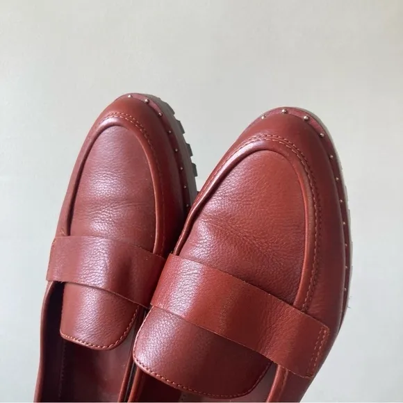 Vince Camuto | Golinda Oxblood Leather Studded Lug Sole Loafers