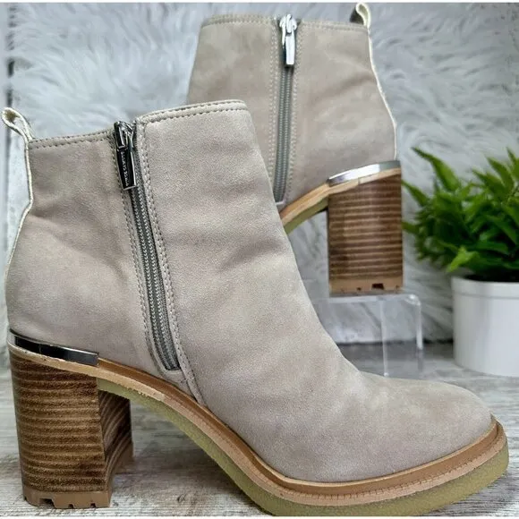 VINCE CAMUTO Gorgan Boots Women’s Size 8 Grey Suede Kelivena Ankle MSRP $149