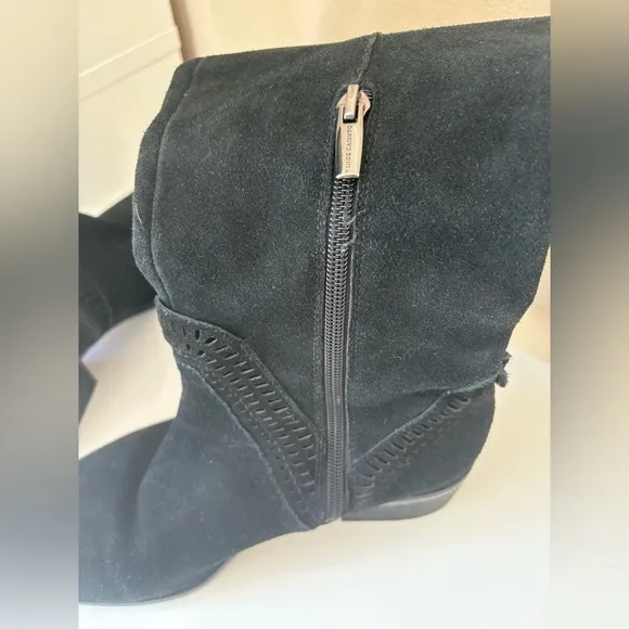 Vince Camuto Karinda Black Leather Over Knee Suede Boots Women’s Size 7.5