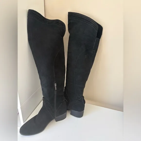 Vince Camuto Karinda Black Leather Over Knee Suede Boots Women’s Size 7.5