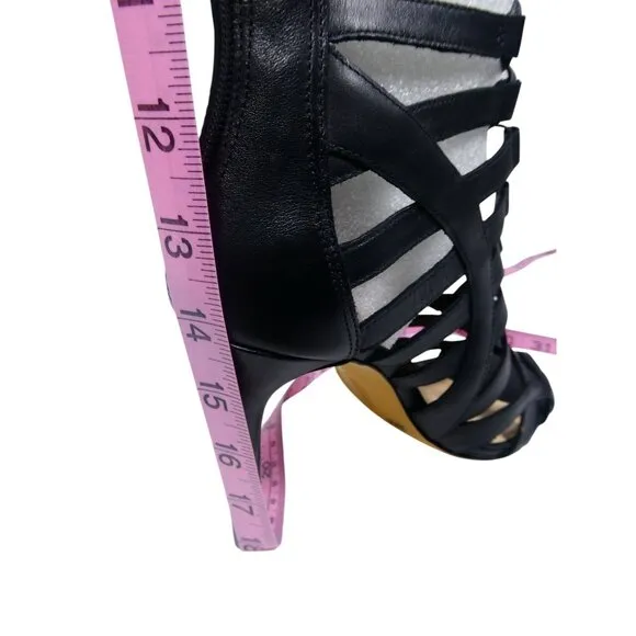Vince Camuto Leather Sandals 4 Inches Heel VC-Olivian Black Soft Calf Boot 8.5