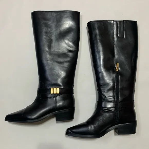 VINCE CAMUTO Melise Wide Calf Tall Black Boots - Size 7.5W