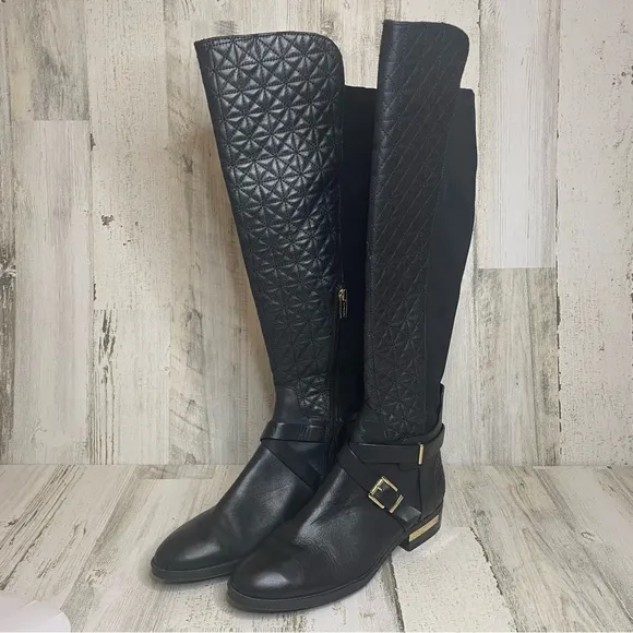 Vince Camuto Patira Wide-Calf Quilted Over-The-Knee Riding Boots -Black size 8.5