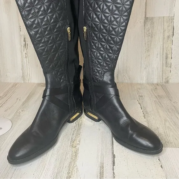 Vince Camuto Patira Wide-Calf Quilted Over-The-Knee Riding Boots -Black size 8.5