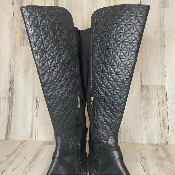 Vince Camuto Patira Wide-Calf Quilted Over-The-Knee Riding Boots -Black size 8.5
