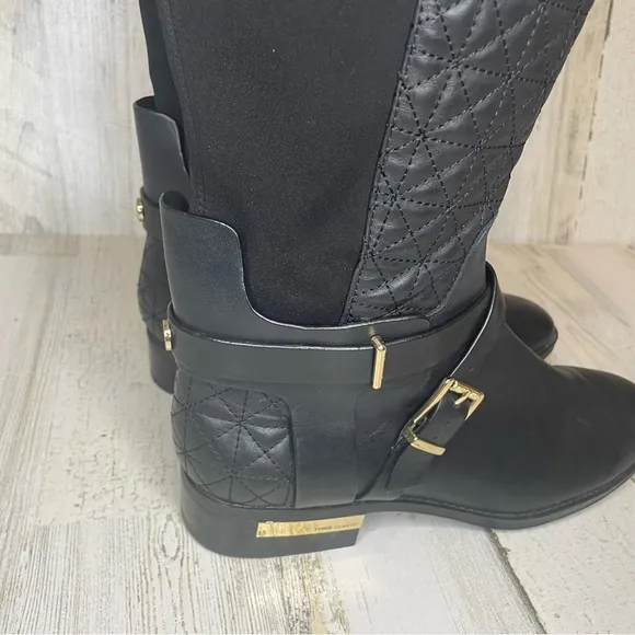 Vince Camuto Patira Wide-Calf Quilted Over-The-Knee Riding Boots -Black size 8.5