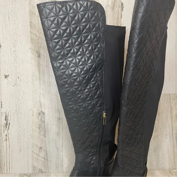 Vince Camuto Patira Wide-Calf Quilted Over-The-Knee Riding Boots -Black size 8.5
