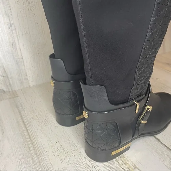 Vince Camuto Patira Wide-Calf Quilted Over-The-Knee Riding Boots -Black size 8.5