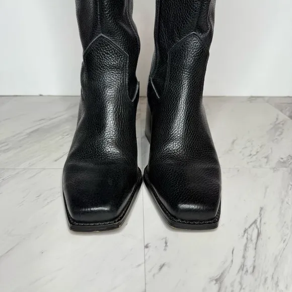 Vince Camuto Sangeti Black Leather Square Toe Wide Calf Heeled Tall Boot 10M