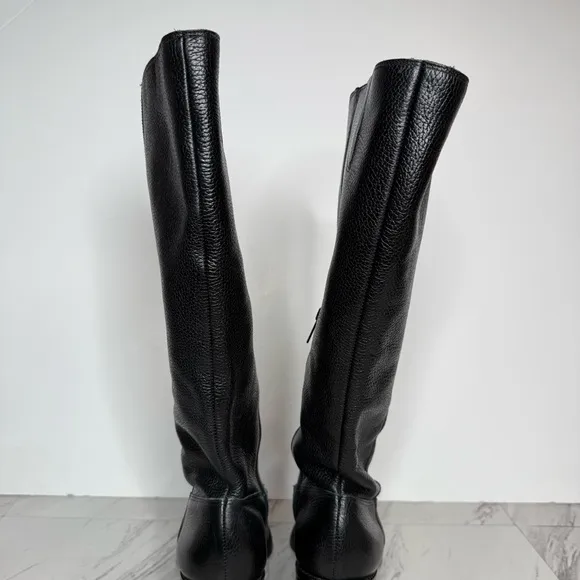 Vince Camuto Sangeti Black Leather Square Toe Wide Calf Heeled Tall Boot 10M