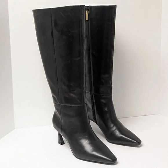Vince Camuto Sutton Knee High Boots, Black Leather, Women's 8 Wide (XW-Calf)