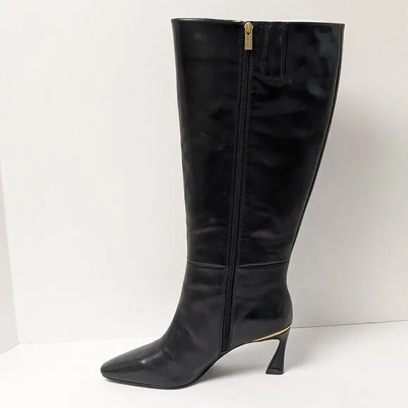 Vince Camuto Sutton Knee High Boots, Black Leather, Women's 8 Wide (XW-Calf)