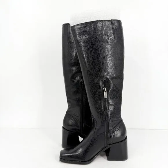 Vince Camuto Women Sangeti Heeled Boots US 5M Wide Calf Black Leather NWOB