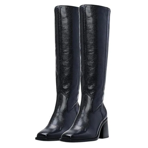 Vince Camuto Women Sangeti Heeled Boots US 5M Wide Calf Black Leather NWOB