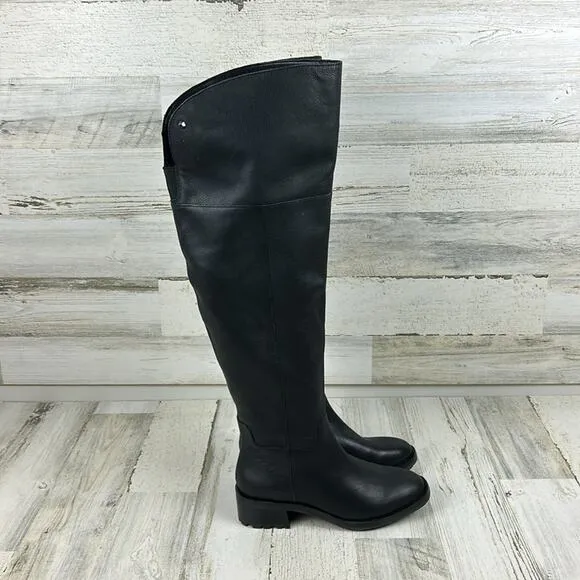 Vince Camuto Womens 6 Wide calf black leather over the knee boots retro boho