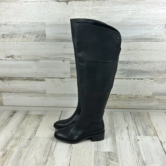 Vince Camuto Womens 6 Wide calf black leather over the knee boots retro boho