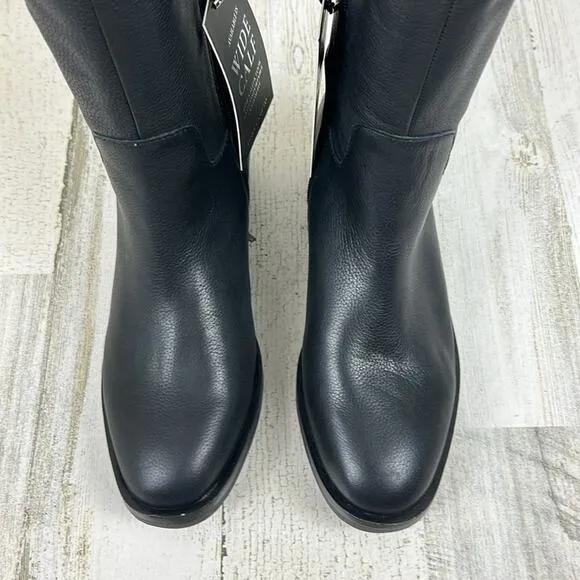 Vince Camuto Womens 6 Wide calf black leather over the knee boots retro boho