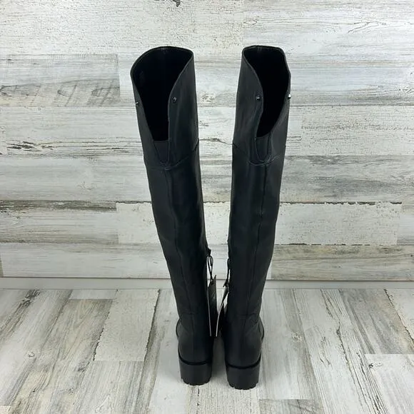 Vince Camuto Womens 6 Wide calf black leather over the knee boots retro boho