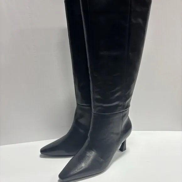 Vince Camuto Women’s Sutton, Black Leather Tall Boots, Size 10W, Extra Wide Calf