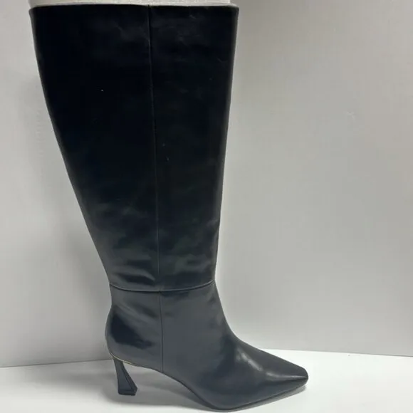 Vince Camuto Women’s Sutton, Black Leather Tall Boots, Size 10W, Extra Wide Calf