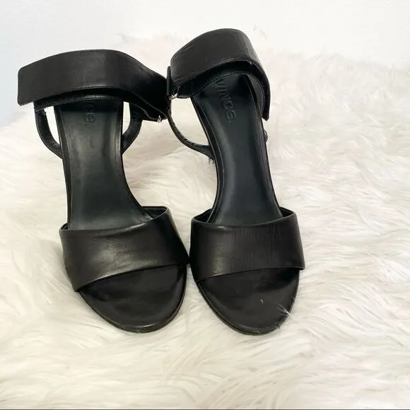 Vince Genna Velcro strap heels sandals black 6.5