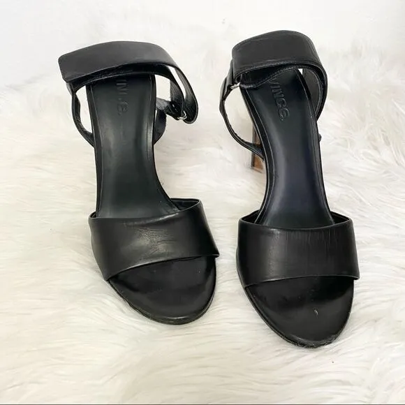 Vince Genna Velcro strap heels sandals black 6.5
